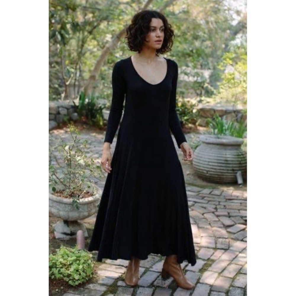 Rachel Pally Black Long Sleeve Maxi Lilian Dress Sz XS